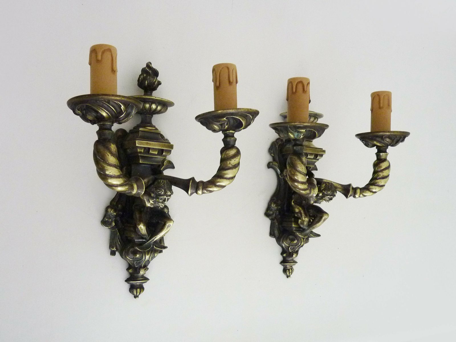 Pair Of Satyr Wall Sconces In Bronze Napoleon III 19th Century photo Home Decor