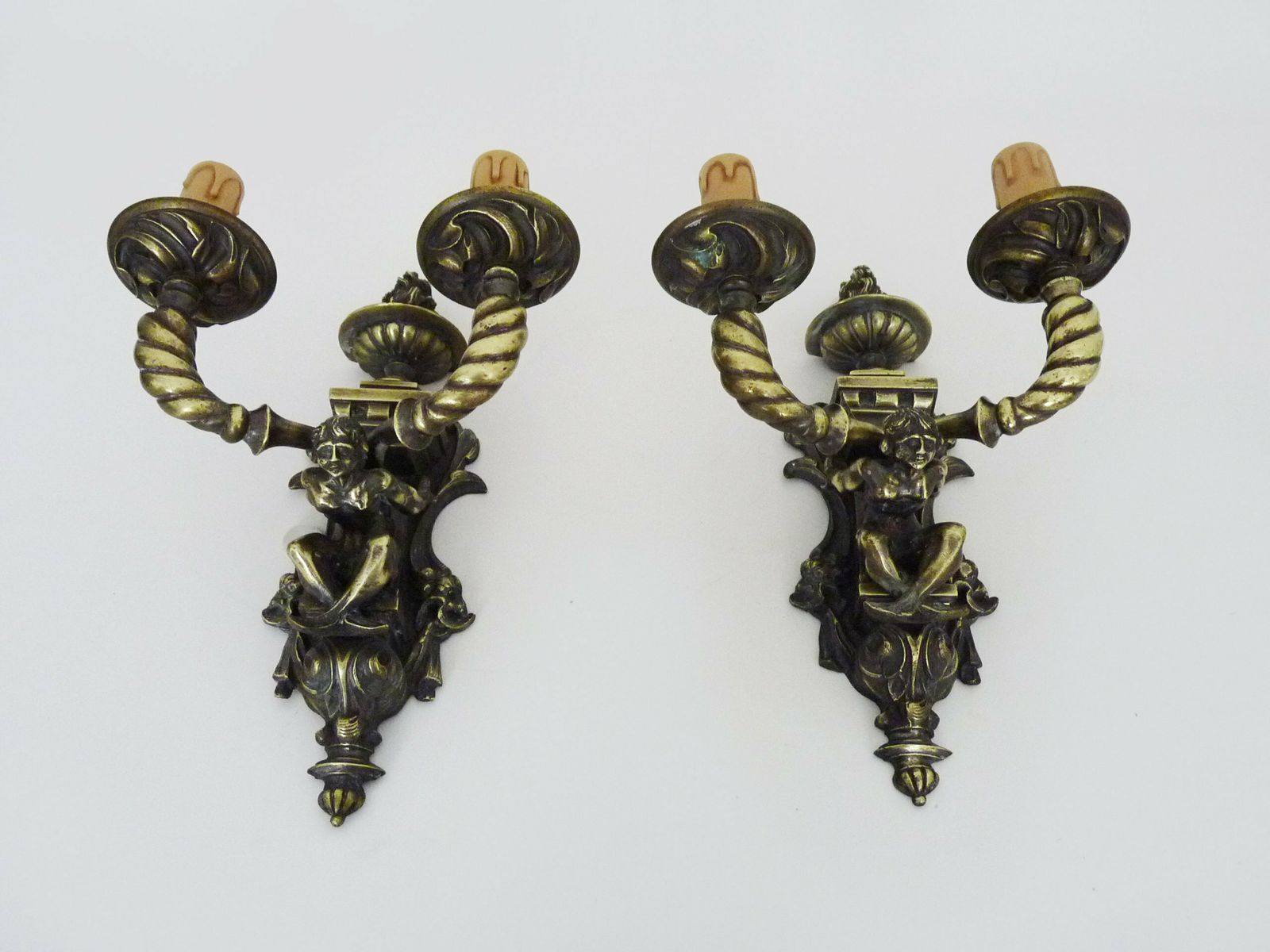 Pair Of Satyr Wall Sconces In Bronze Napoleon III 19th Century photo 886.0