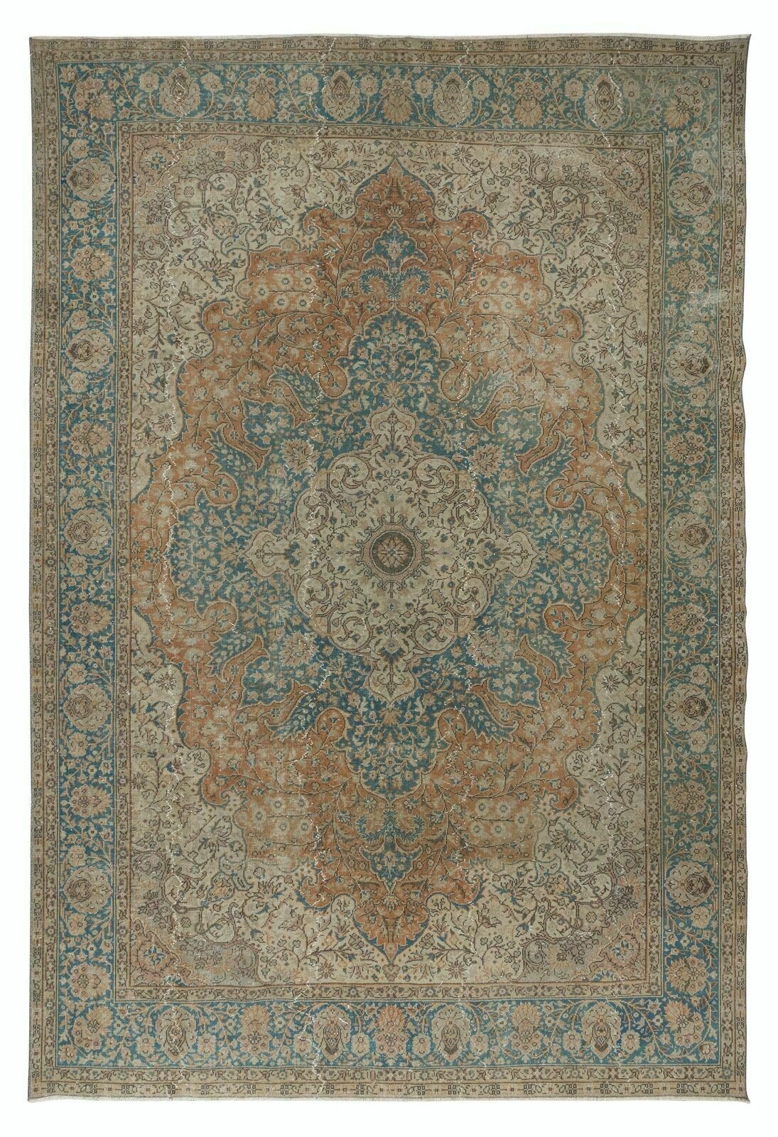8x11.6 Ft One Of A Kind Vintage Oriental Rug, Handmade Turkish Carpet