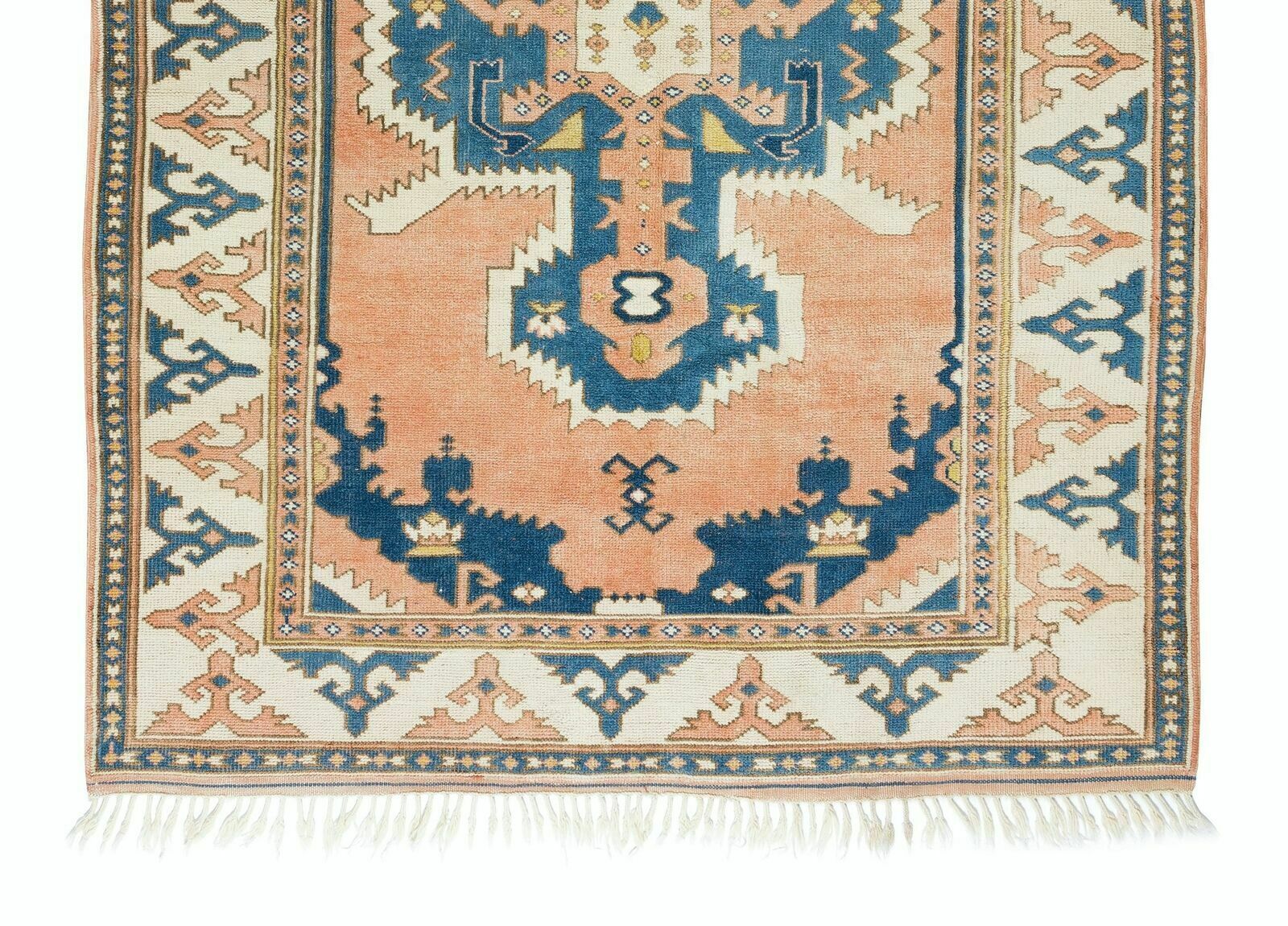 5.3x7.7 Ft Handmade 1960s Turkish Village Rug With Geometric Medallion Design photo 732.0
