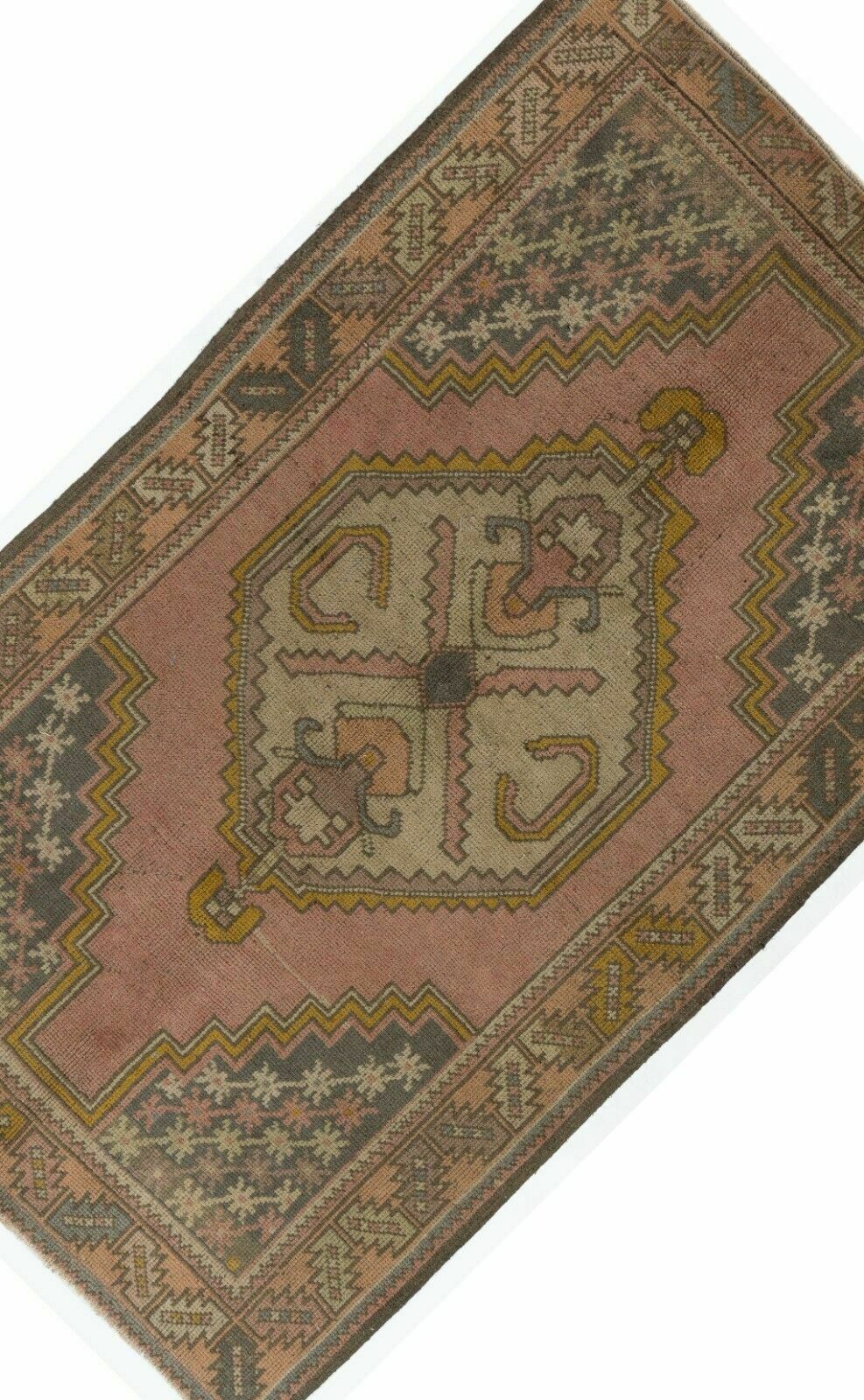 Hand Knotted Turkish Village Accent Rug With Medallion Design photo 214.0