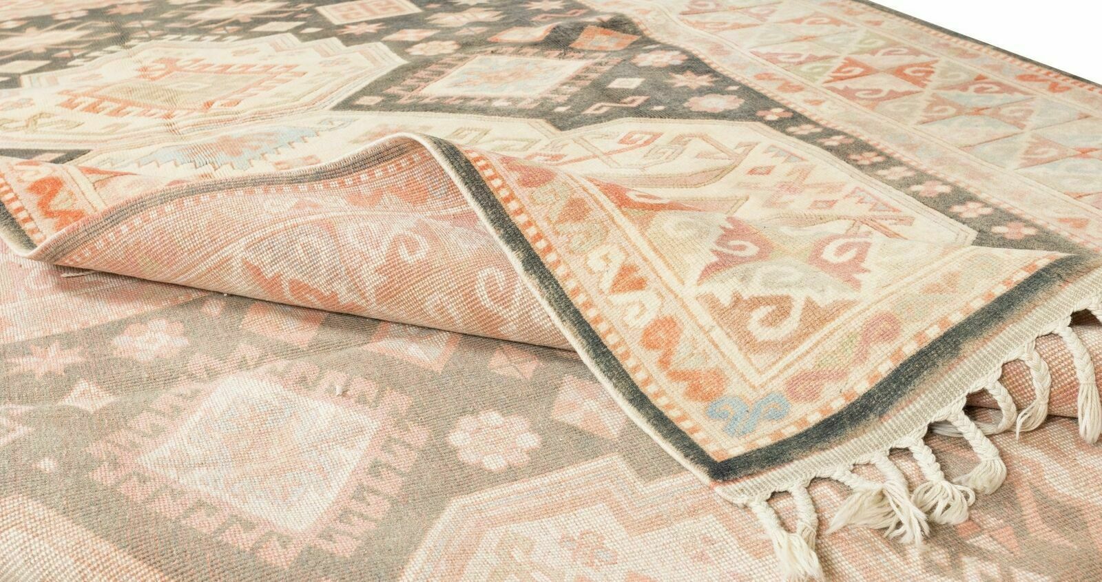 6.5x9.2 Ft Unique 1960s Handmade Turkish Rug With Geometric Medallion Design photo for sale