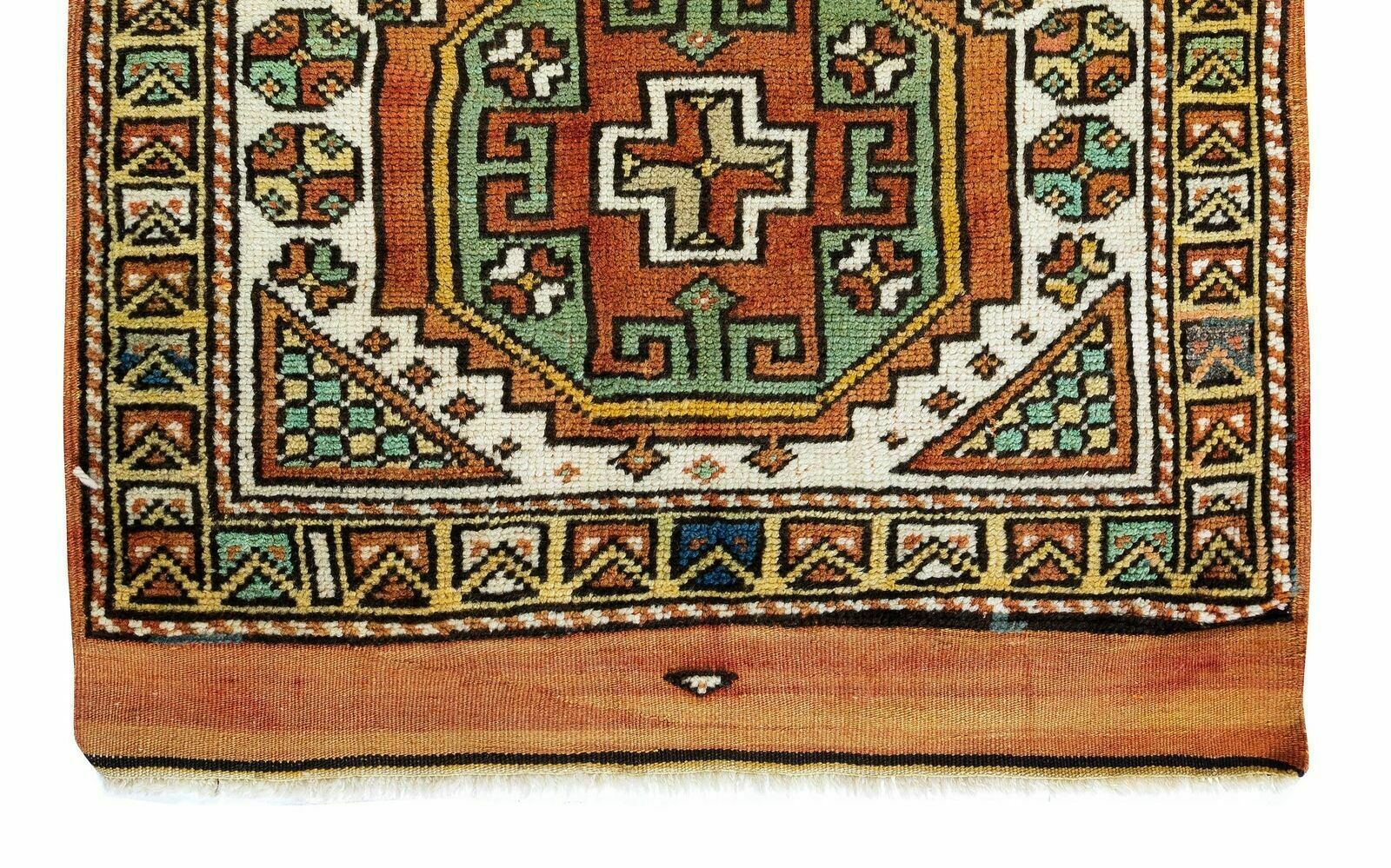 2.7x3 Ft Vintage Geometric Pattern Turkish Hand Knotted Accent Rug photo 222.0