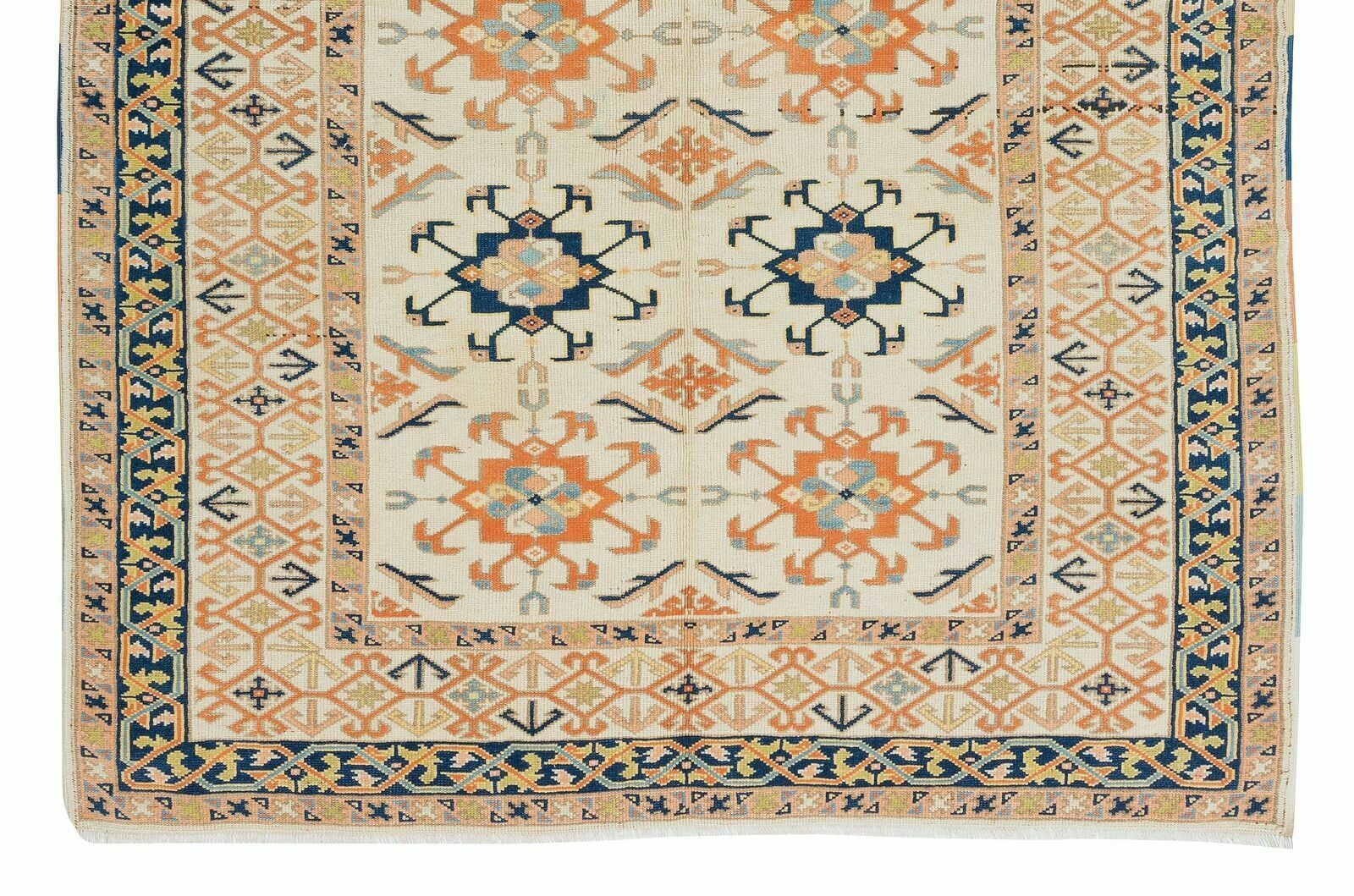 Mid Century Hand Knotted Turkish Geometric Wool Area Rug photo 489.0