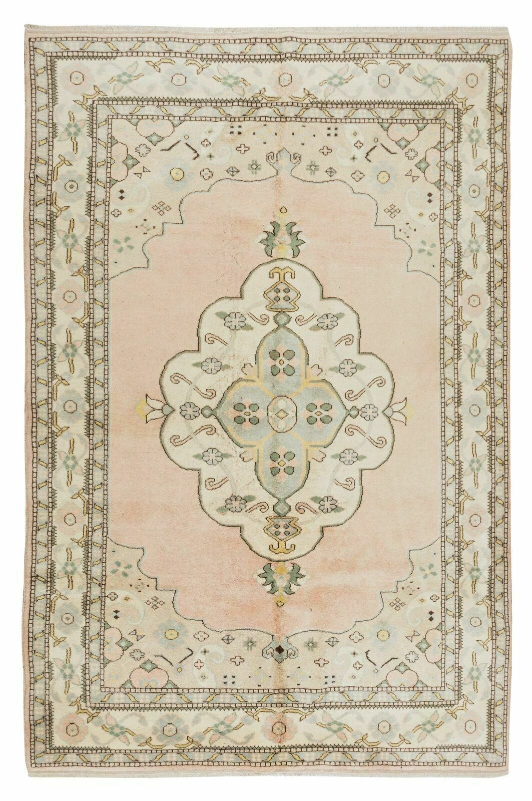 Mid Century Hand Knotted Central Anatolian Rug With Medallion Design