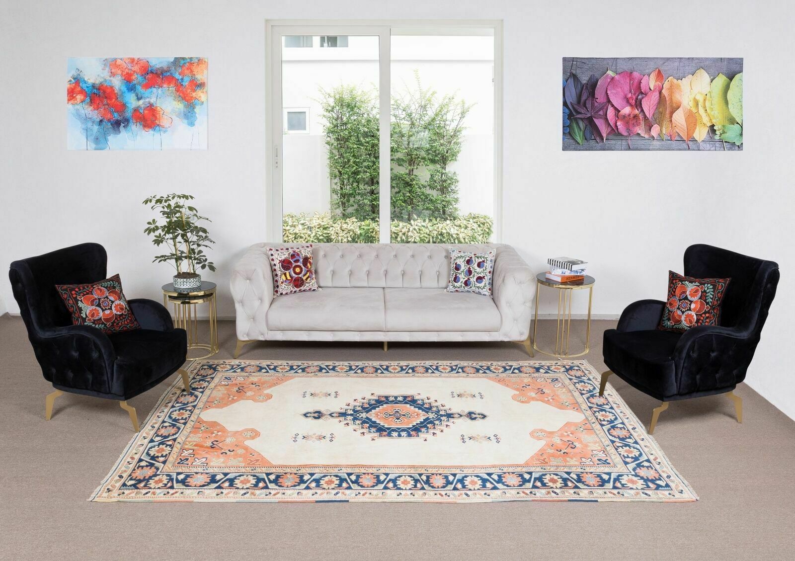 Handmade Turkish Rug For Bedroom, Living Room, Dining Room & Kitchen photo furniture