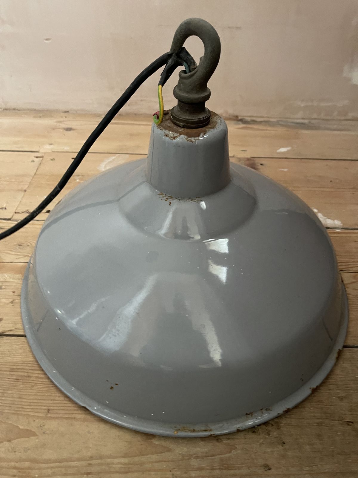 Enamel Industrial Pendant Shade photo vintage