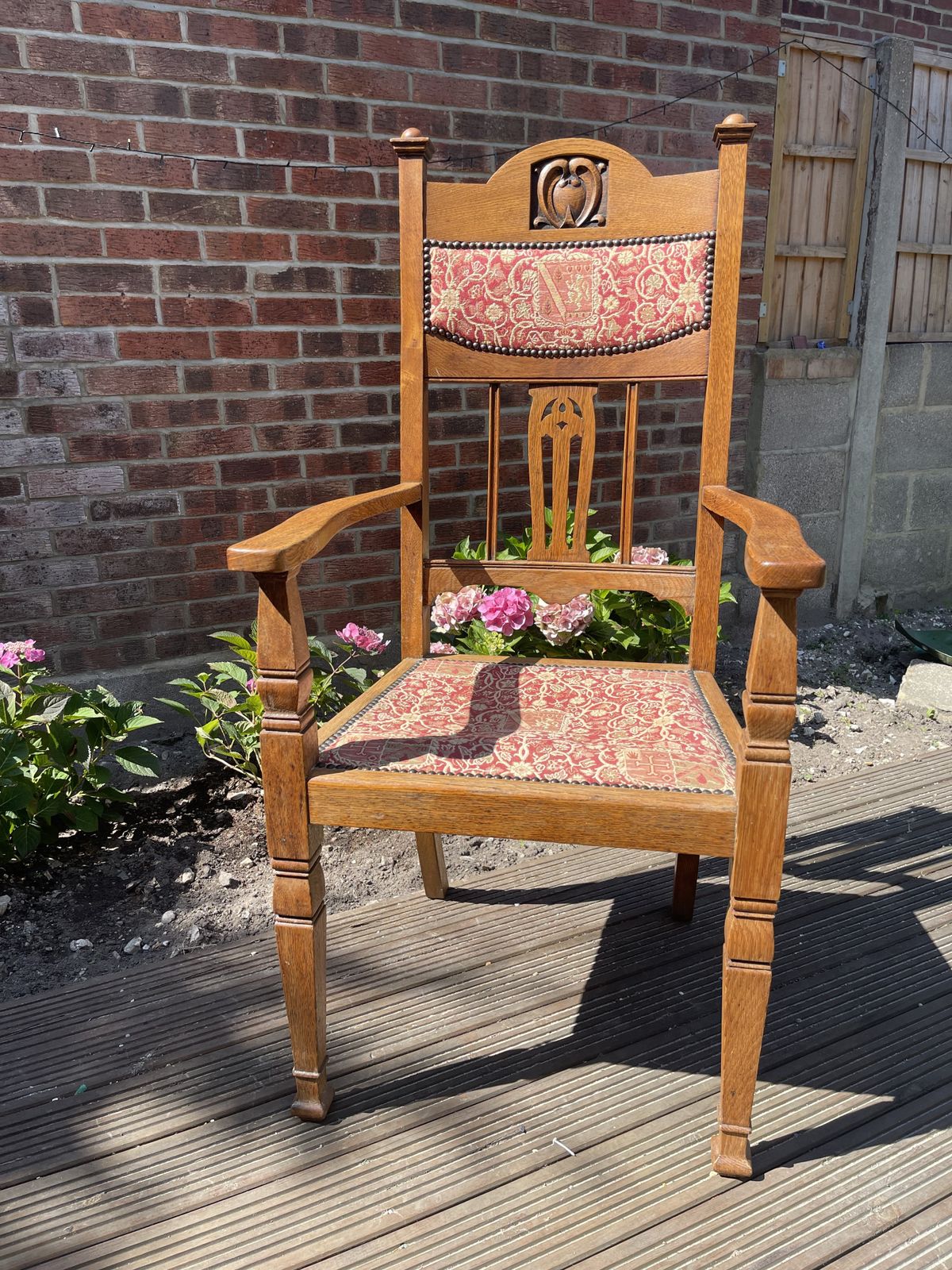 Backed Chair With Tapestry Seat And Inlaid Splat Back
