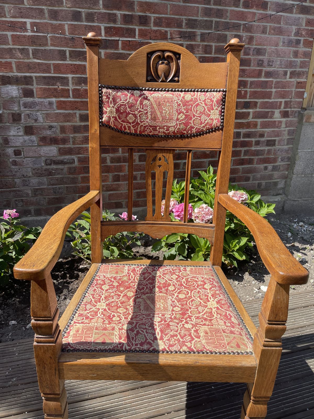 Backed Chair With Tapestry Seat And Inlaid Splat Back photo vinterior