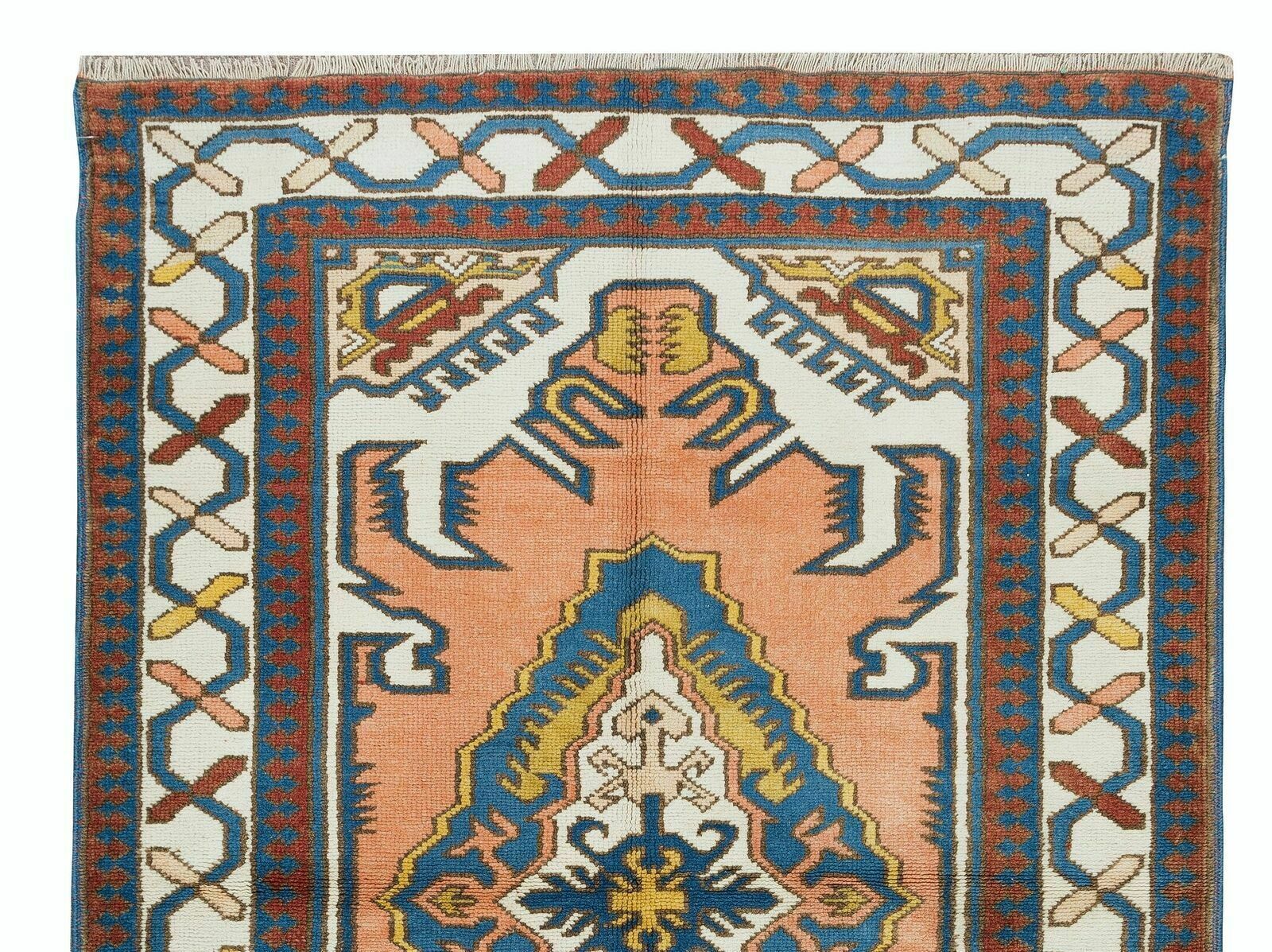 4x6 Ft Mid Century Handmade Turkish Traditional Wool Rug With Geometric Design photo Textiles