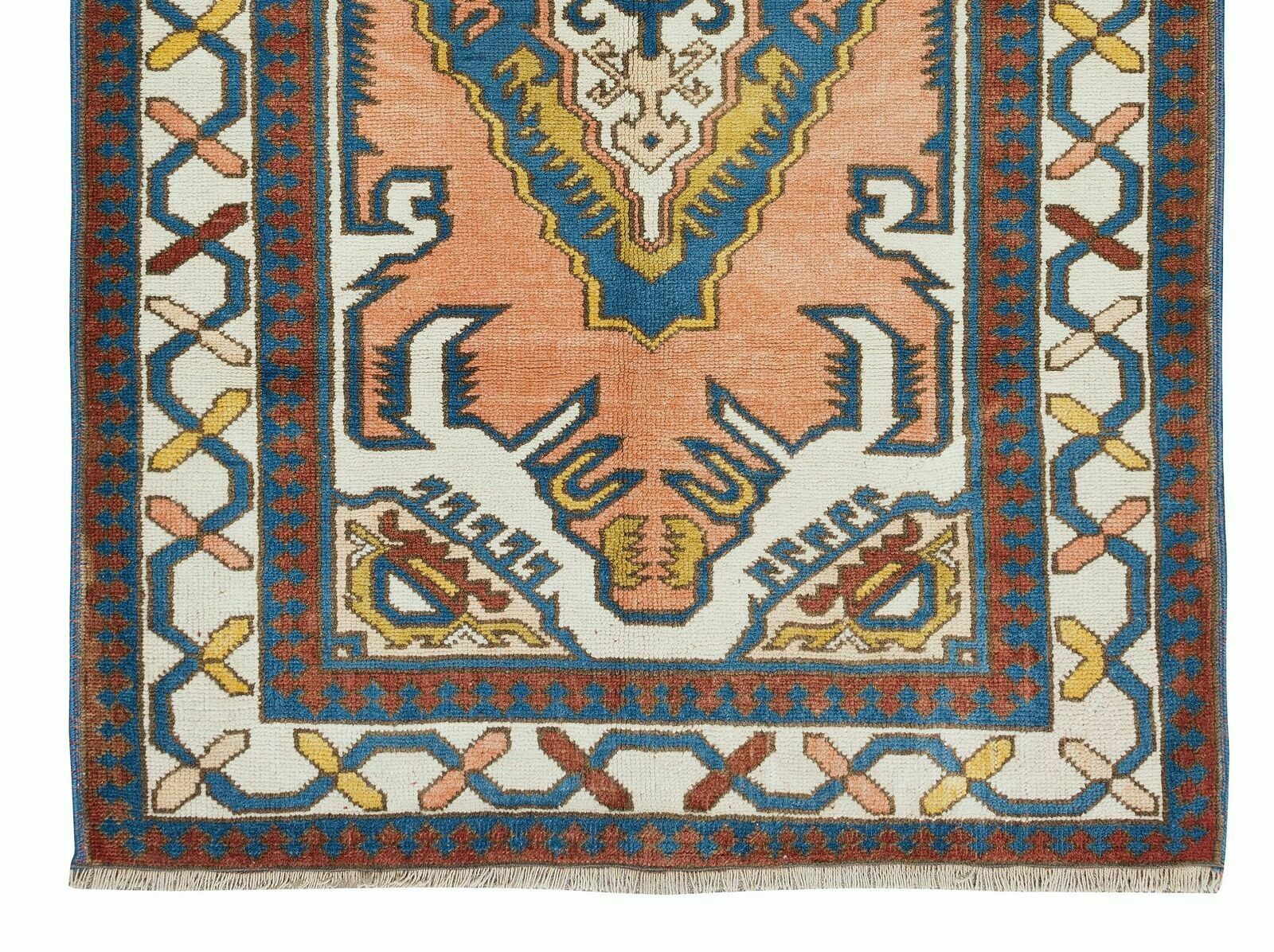 4x6 Ft Mid Century Handmade Turkish Traditional Wool Rug With Geometric Design photo 458.0