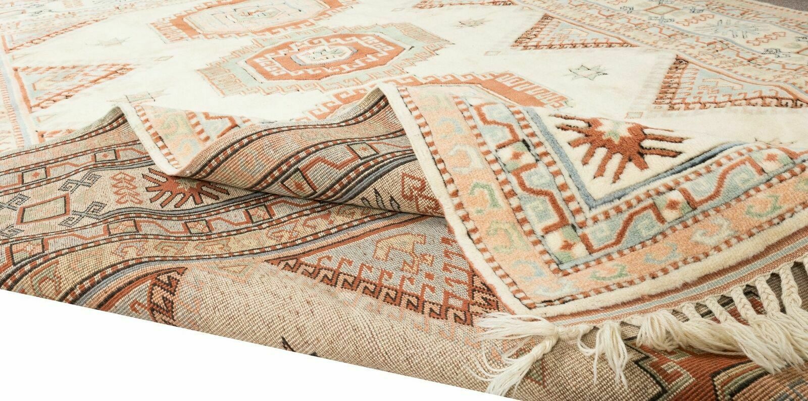 7.2x9.2 Ft Turkish Handmade Unique Rug, Vintage Carpet With Geometric Design photo for sale