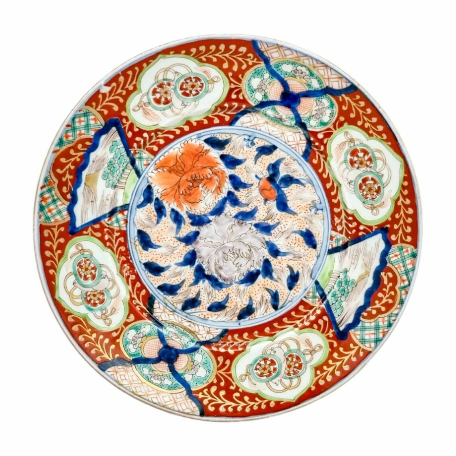 Antique Japanese Meiji Porcelain Arita Imari Charger Plate Painted With Flowers photo furniture
