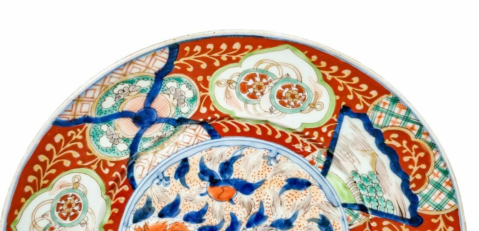 Antique Japanese Meiji Porcelain Arita Imari Charger Plate Painted With Flowers photo vintage