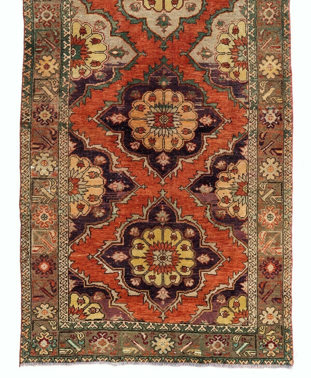 4.5x11.8 Ft Vintage Hand Knotted Anatolian Runner. Tribal Style Hallway Runner photo for sale