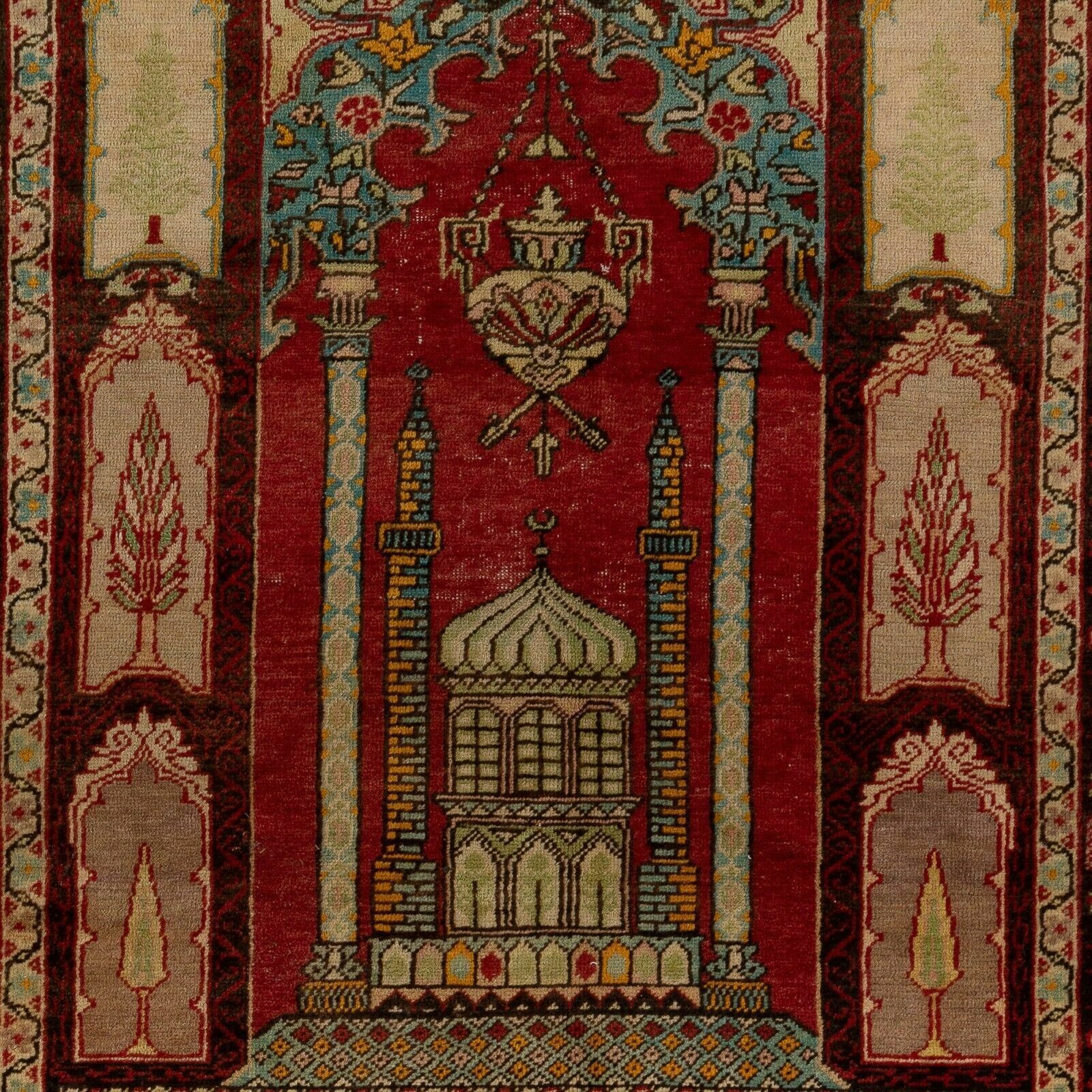 4.3x6 Ft Semi Antique Handmade Cappadocia Wool Prayer Rug From Turkey, Ca 1940 photo 822.0