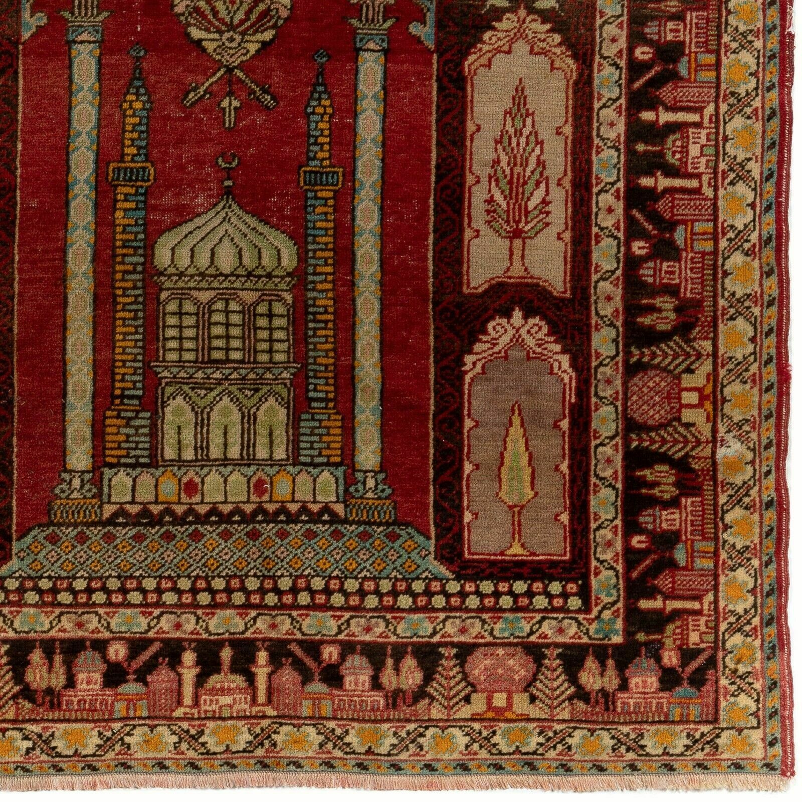 4.3x6 Ft Semi Antique Handmade Cappadocia Wool Prayer Rug From Turkey, Ca 1940 photo buy