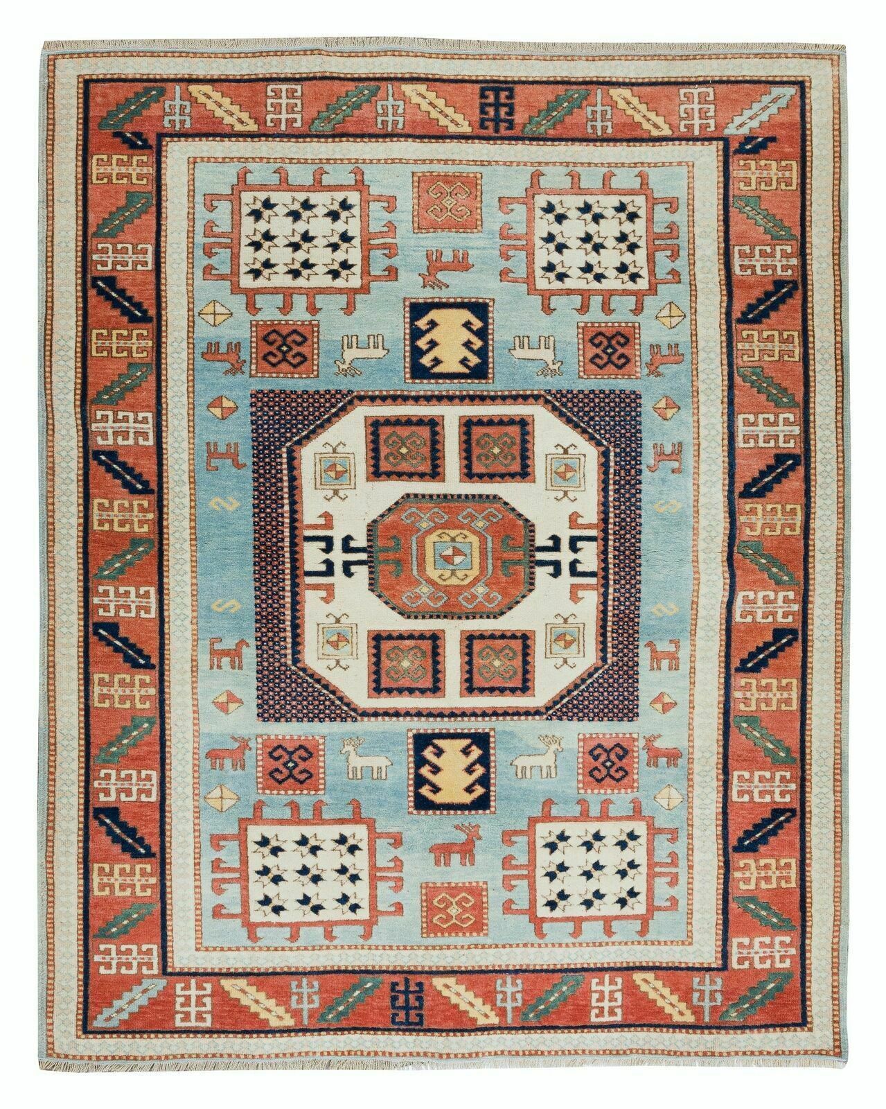 4.8x6 Ft Vintage Handknotted Turkish Rug With Geometric Design, Rare Size Carpet