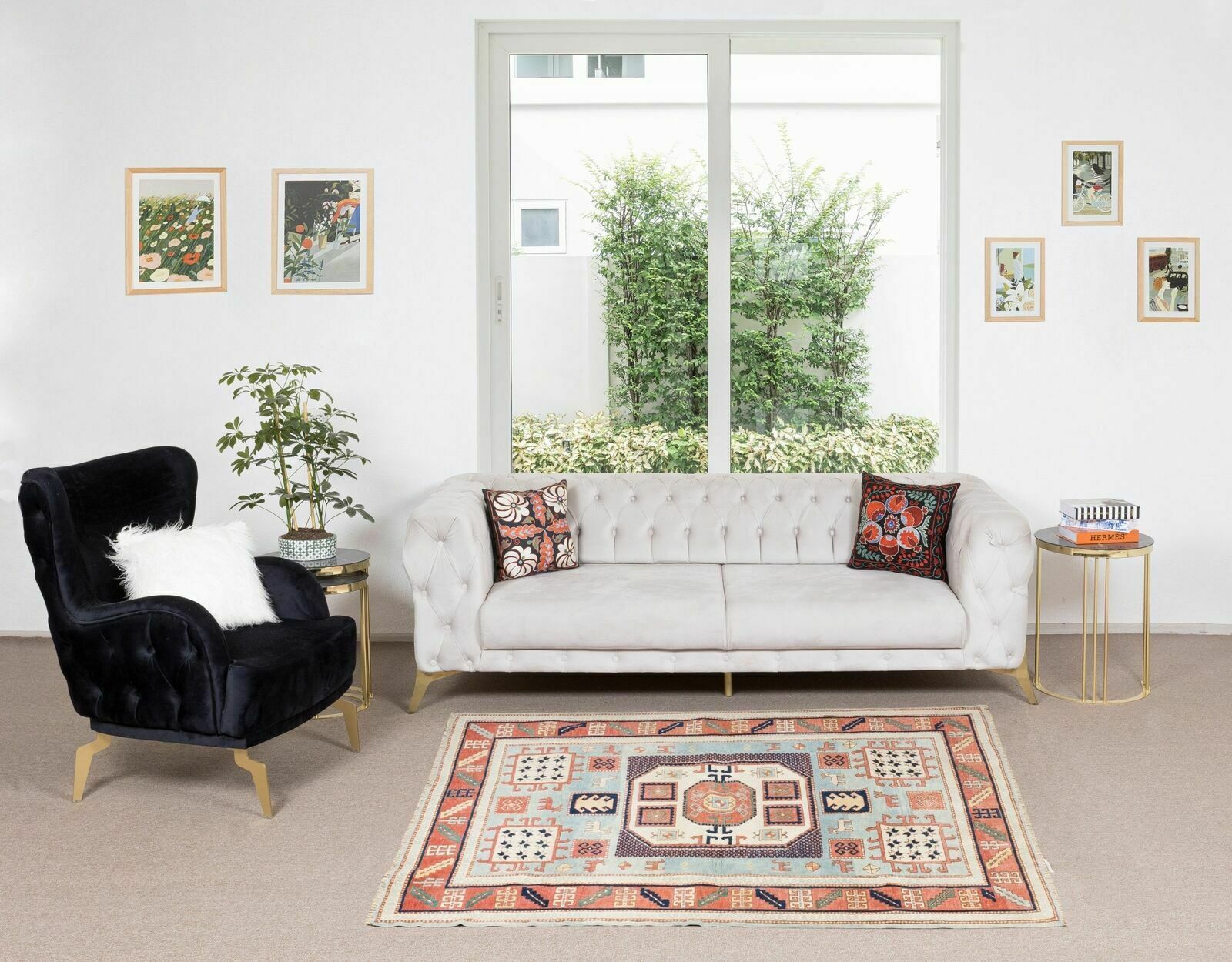 4.8x6 Ft Vintage Handknotted Turkish Rug With Geometric Design, Rare Size Carpet photo furniture