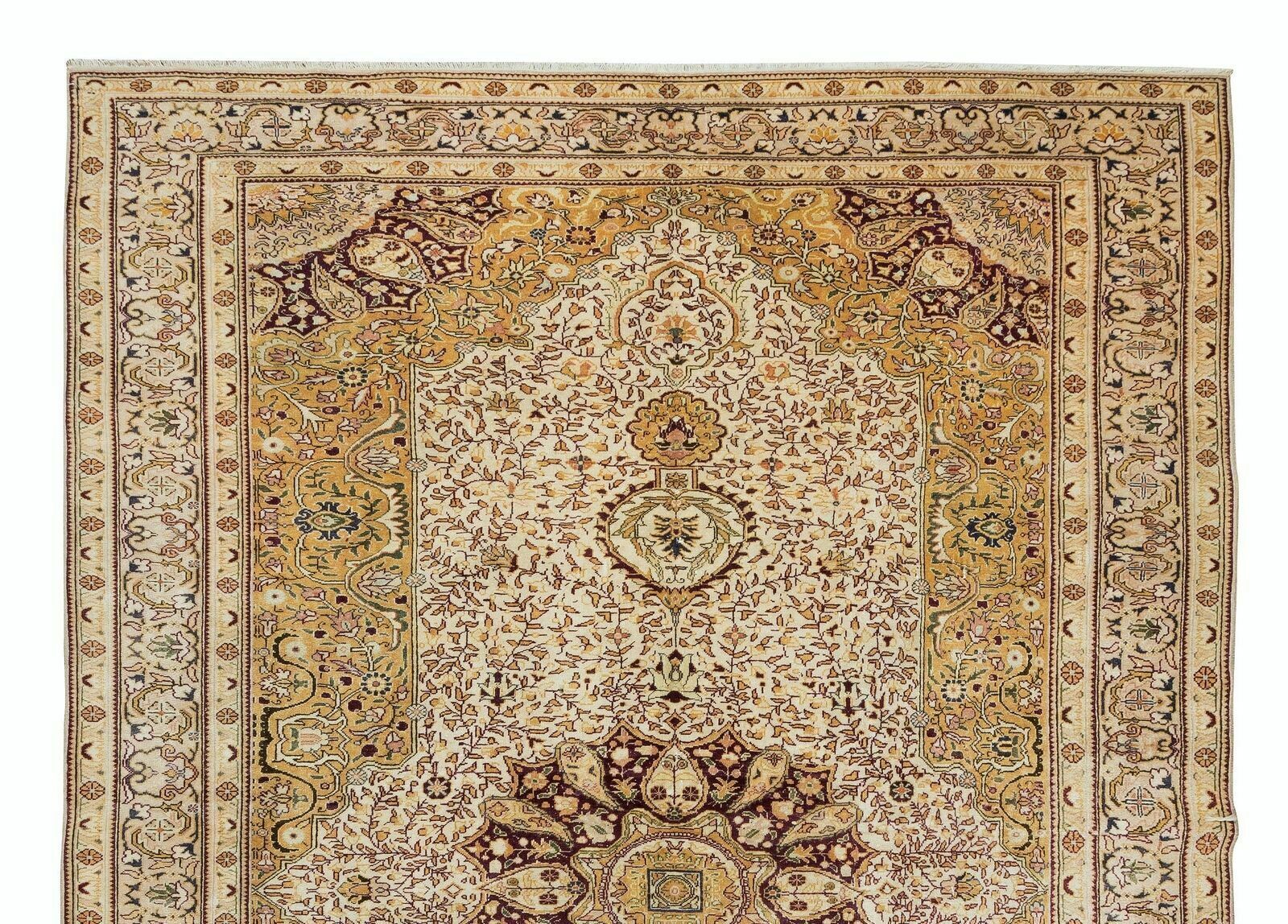 6.5x9.8 Ft One Of A Kind Hand Knotted Vintage Turkish Rug With Medallion Design photo Textiles