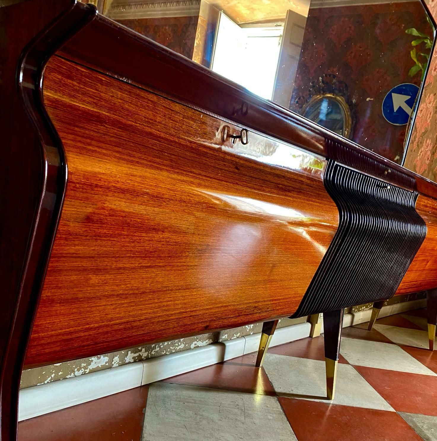 Midcentury Modern Big Mahogany Sideboard, Osvaldo Borsani, Italy 1950 'S photo vintage