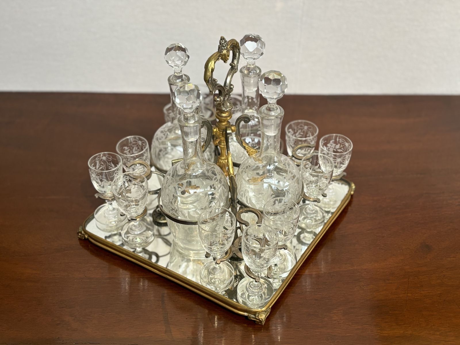 photo for sale 19th Century French Colonial Glass Cave à Liqueur Tantalus