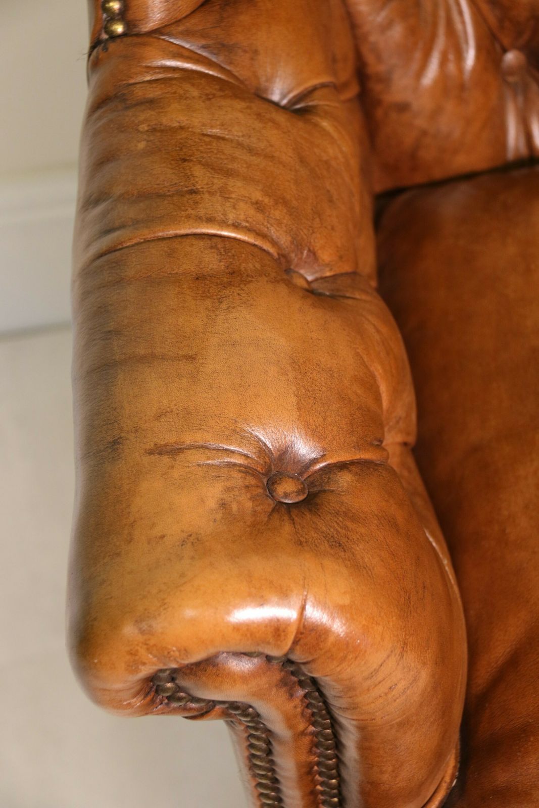 A Rare 18th Century Deep Buttoned Leather Wing Backed Arm Chair Circa 1770 photo Furniture