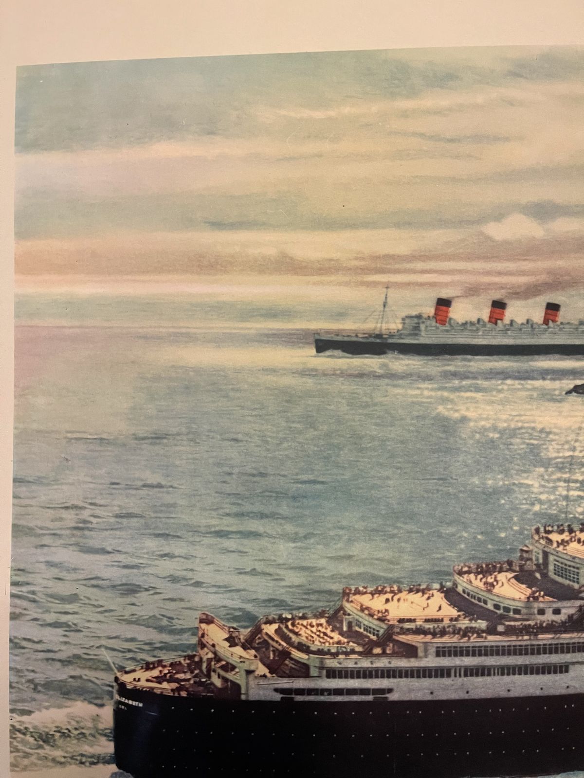 Original 1950's Cunard Travel Poster For Queen Mary And Queen Elizabeth Ocean Liners By C G Evers(1907 2000) photo Art