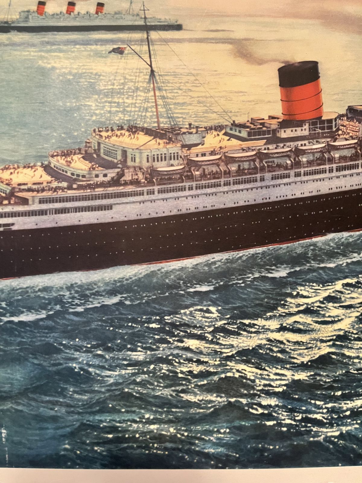 Original 1950's Cunard Travel Poster For Queen Mary And Queen Elizabeth Ocean Liners By C G Evers(1907 2000) photo vinterior