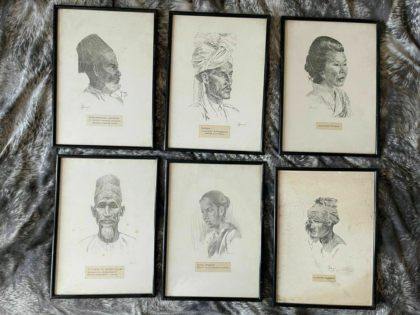 5 Portrait Pencil Sketches, Signed, Estimate Early 20th Century