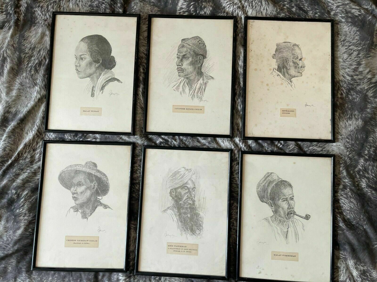 5 Portrait Pencil Sketches, Signed, Estimate Early 20th Century photo for sale