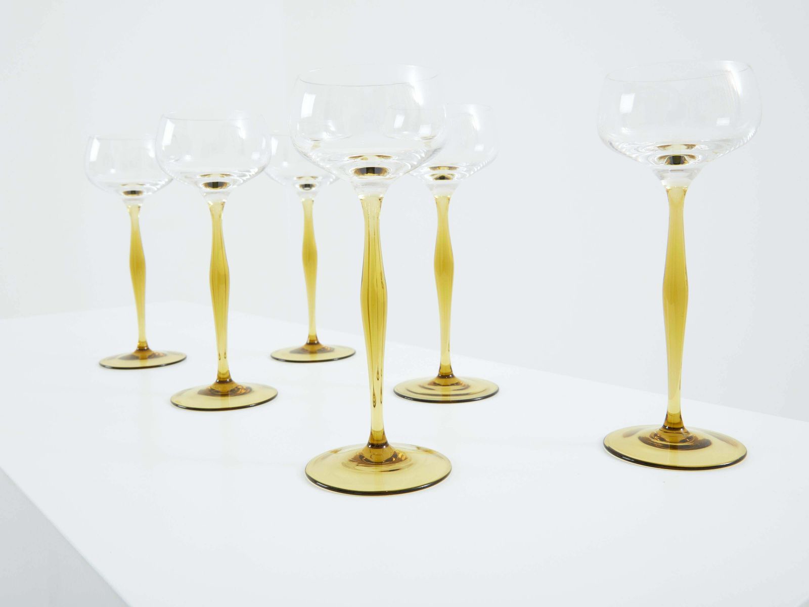 Ensemble de six verres à champagne Art Nouveau, par Peter Behrens, 1898 photo Décoration