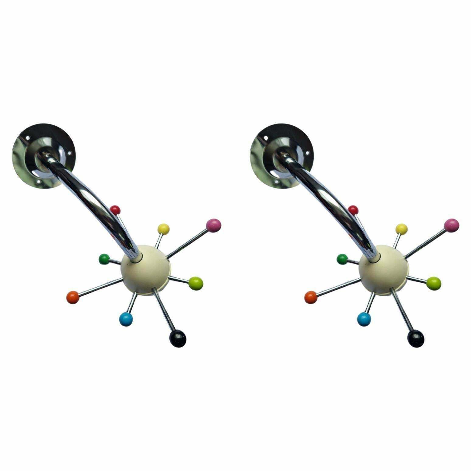 Pair Of Midcentury Wall Coat Racks Sputnik, Osvaldo Borsani, Tecno, Italy, 1970s