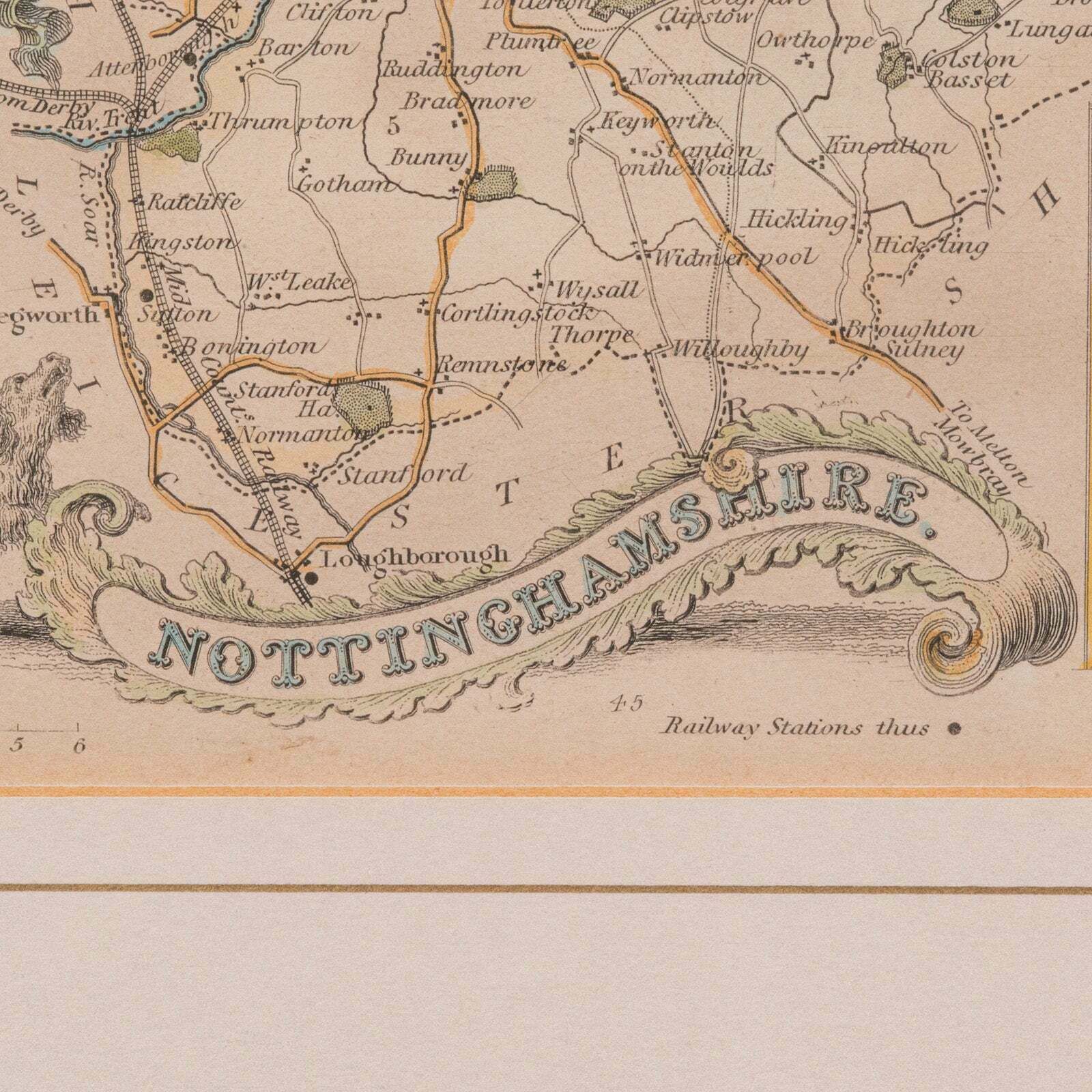 Antique Nottinghamshire Map, English, Framed, Cartographic Interest, Victorian photo buy