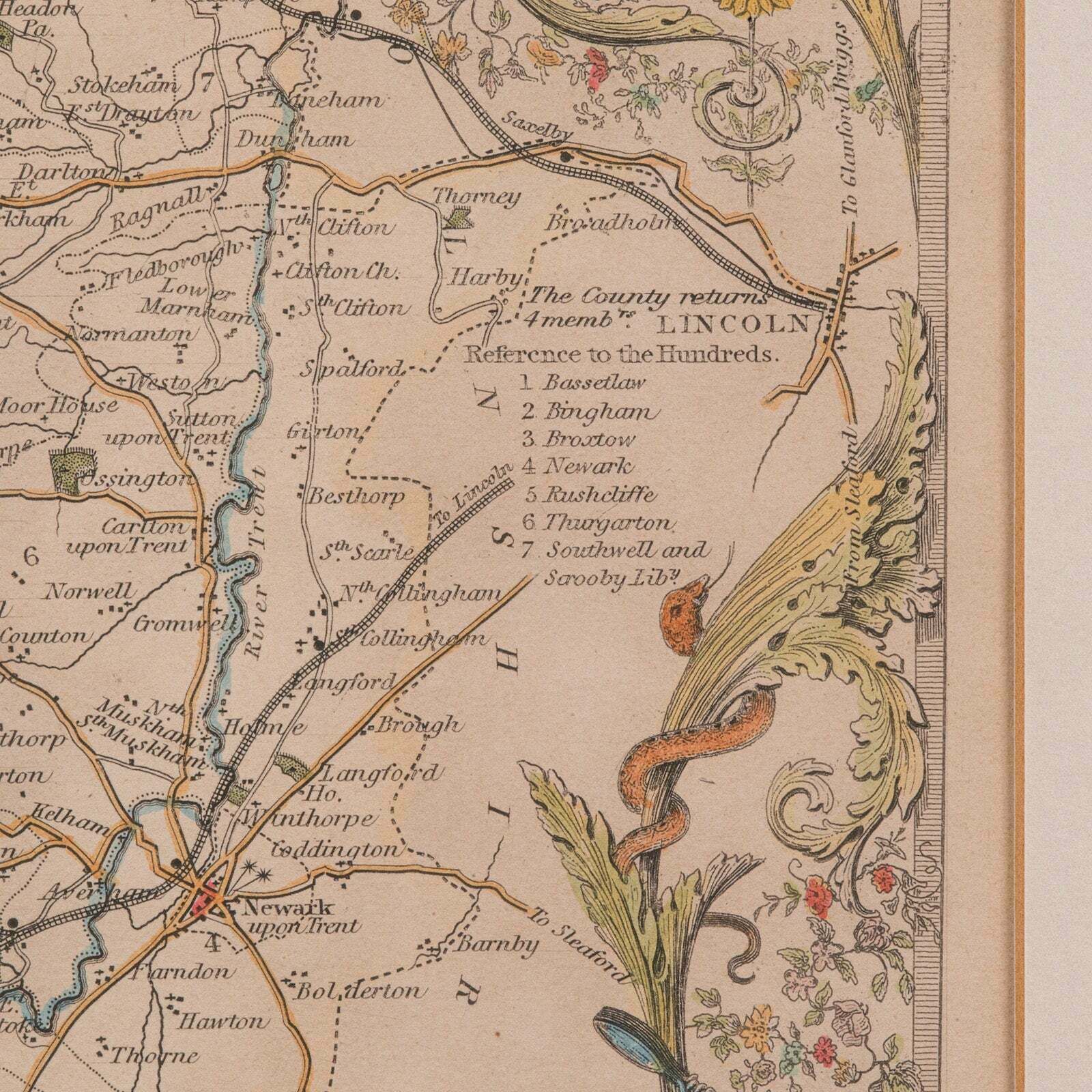 photo for sale Antique Nottinghamshire Map, English, Framed, Cartographic Interest, Victorian