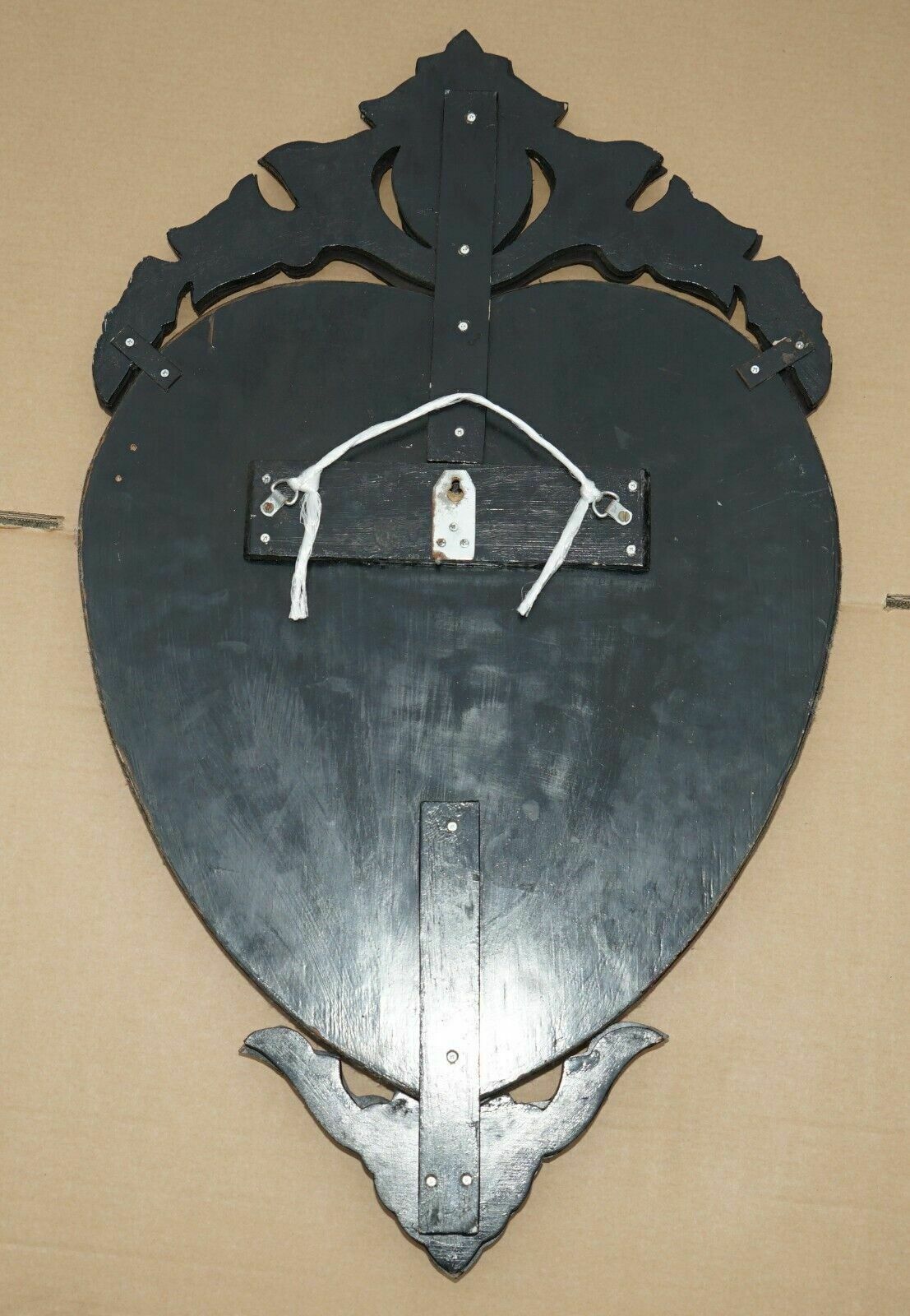 photo buy Stunning Antique Circa 1910 Venetian Etched Glass Heart Shaped Wall Mirror