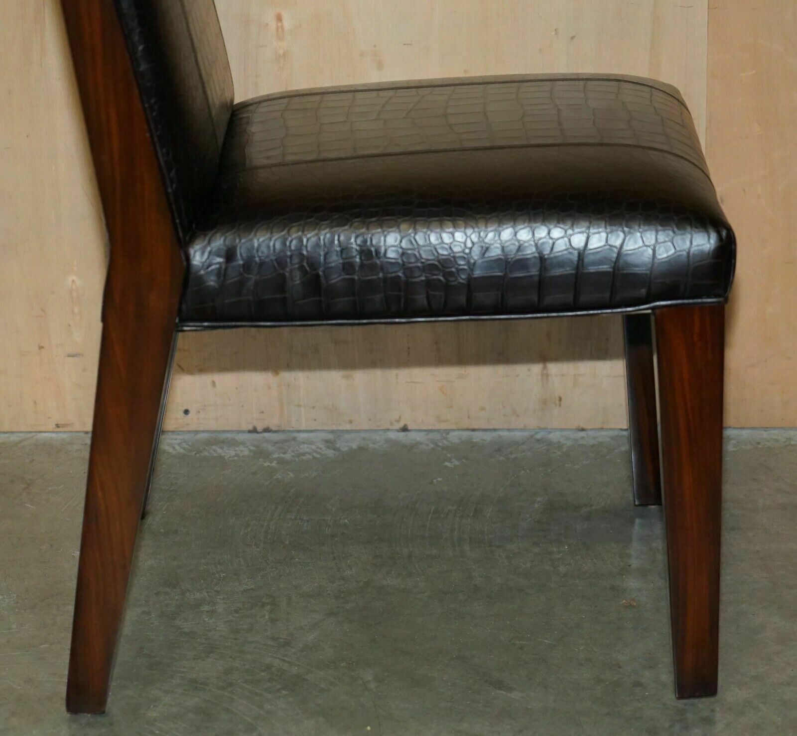 Furniture Ralph Lauren Metropolis Side Occasional Crocodile Patina Leather Dining Chairs photo