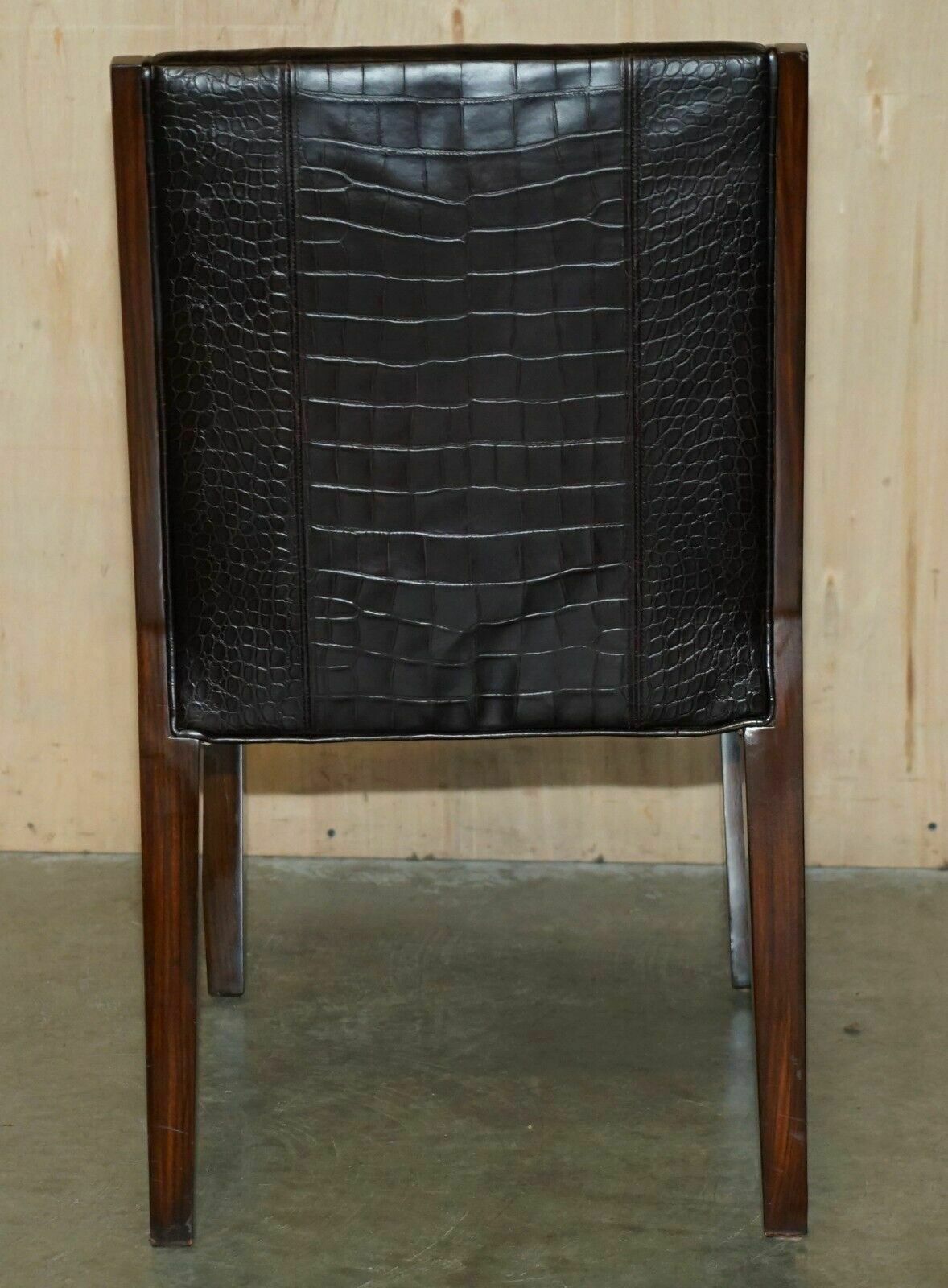 photo vinterior Ralph Lauren Metropolis Side Occasional Crocodile Patina Leather Dining Chairs