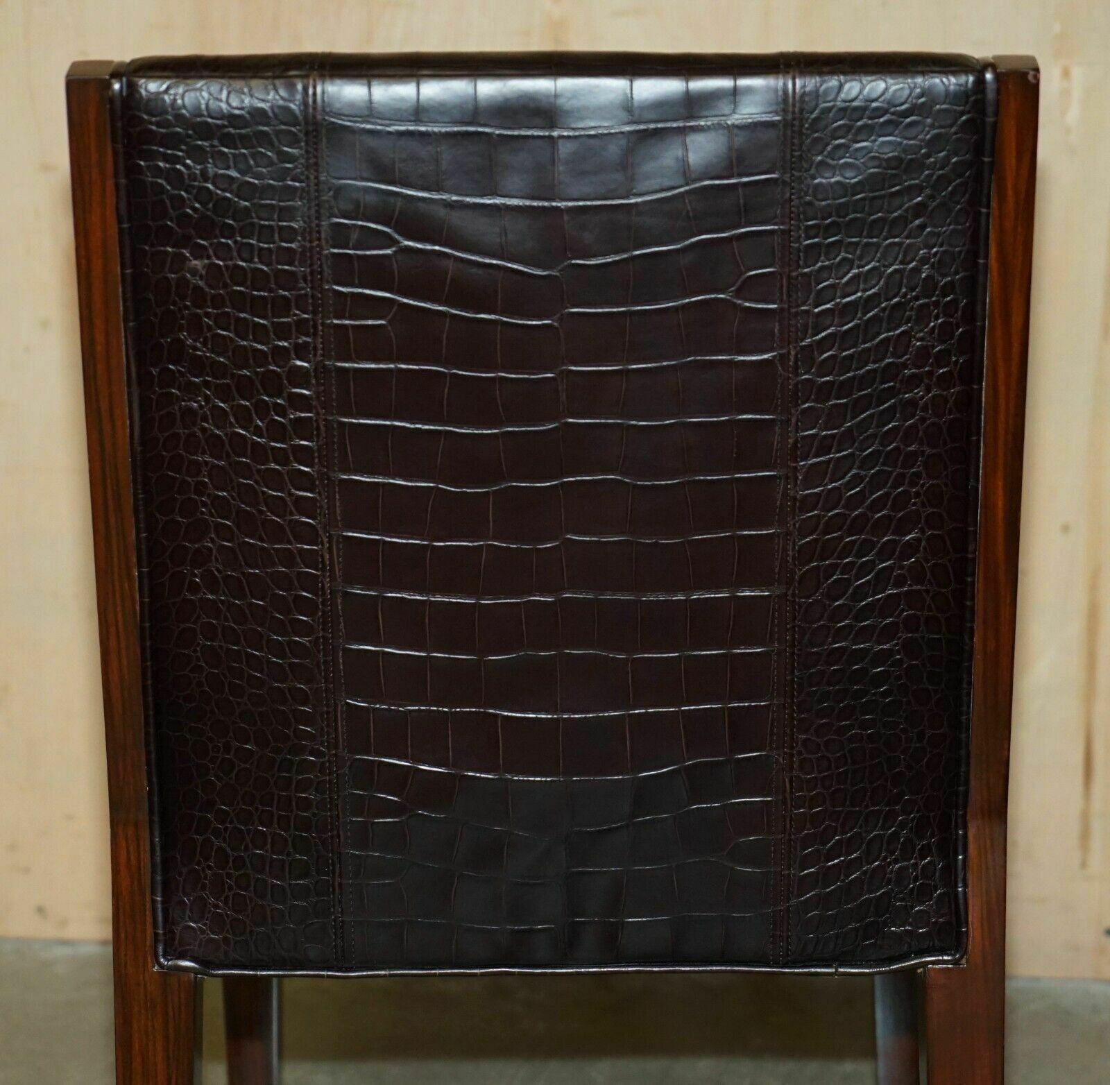 photo buy Ralph Lauren Metropolis Side Occasional Crocodile Patina Leather Dining Chairs