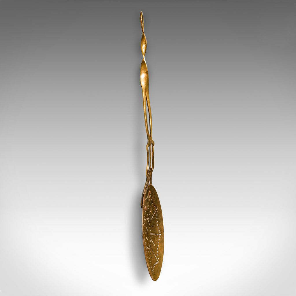 Antique West Country Cream Skimmer, English, Brass, Milk Stirrer, Georgian, 1800 photo for sale