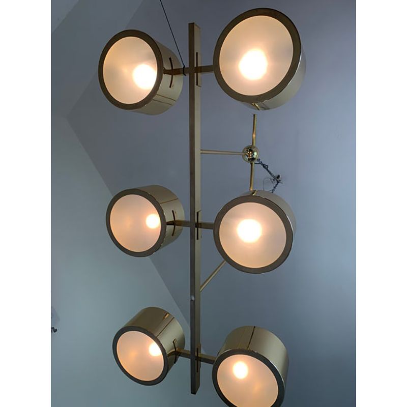 Italian Sputnik Chandelier Metal Gold Stilnovo Lelli Style photo buy