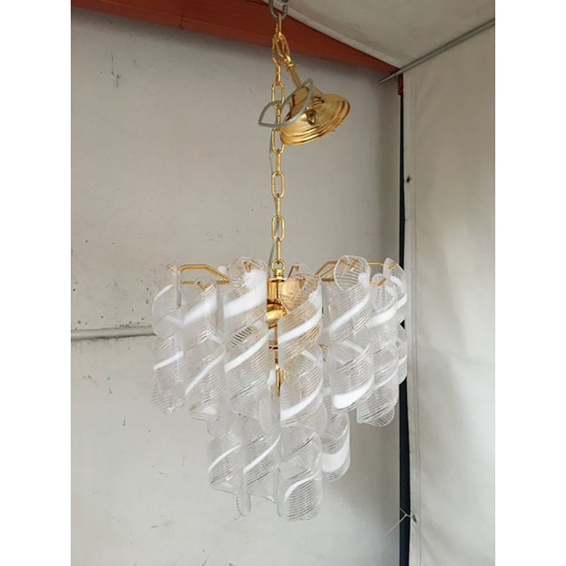 Murano Glass Chandelier "Virgola" Made In Italy Venini Style photo Lighting