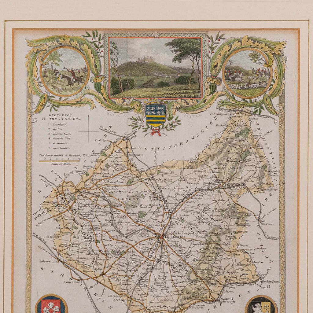 Antique Leicestershire Map, English, Framed Cartographic Interest, Victorian photo 295.0