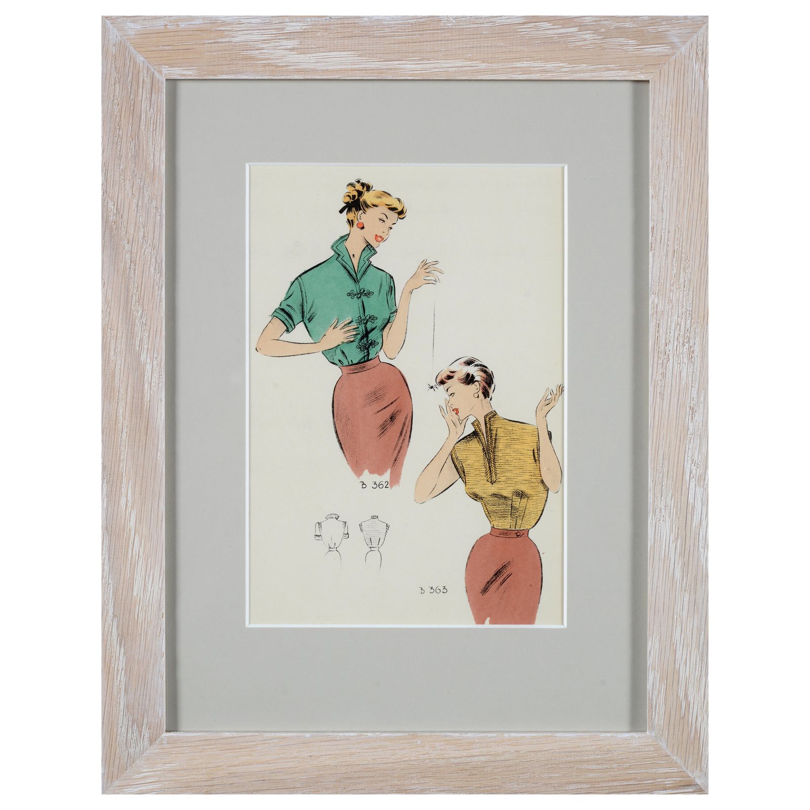 Set Of 8 1950's Vintage French Fashion Prints photo Art