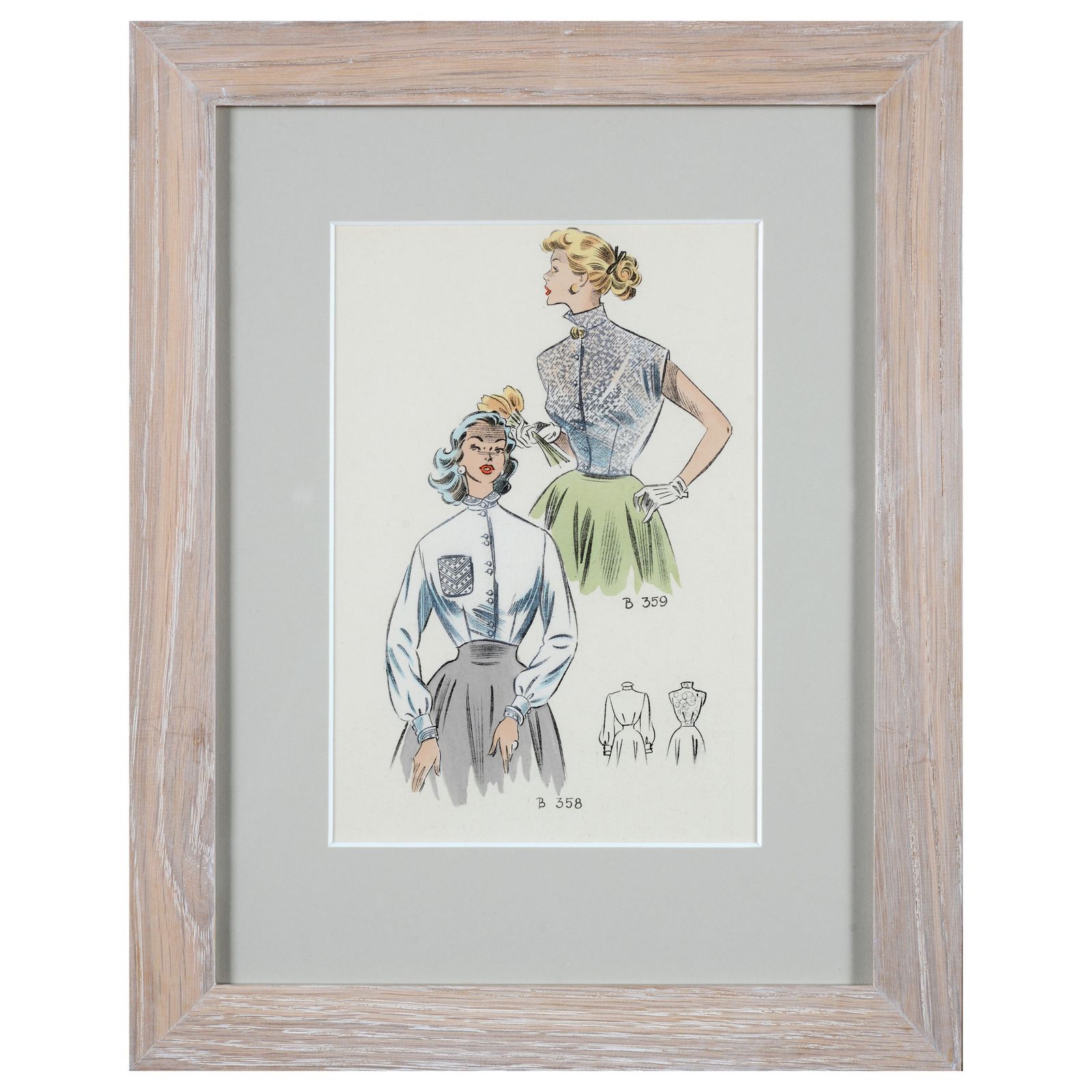 Set Of 8 1950's Vintage French Fashion Prints photo vinterior