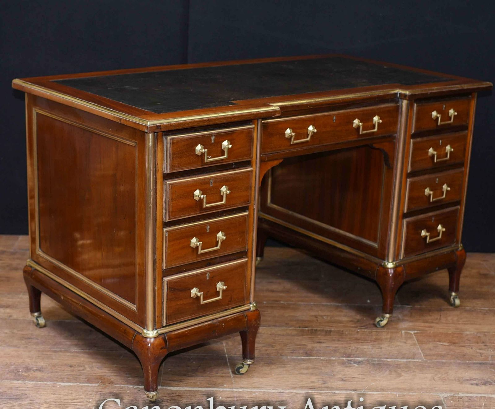 French Desks = Antique Empire Knee Hole Bureau Desk 1890 photo for sale
