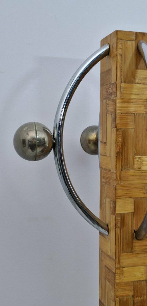 Coat Hanger In Bamboo Wood And Metal, Italy, 1980s photo for sale
