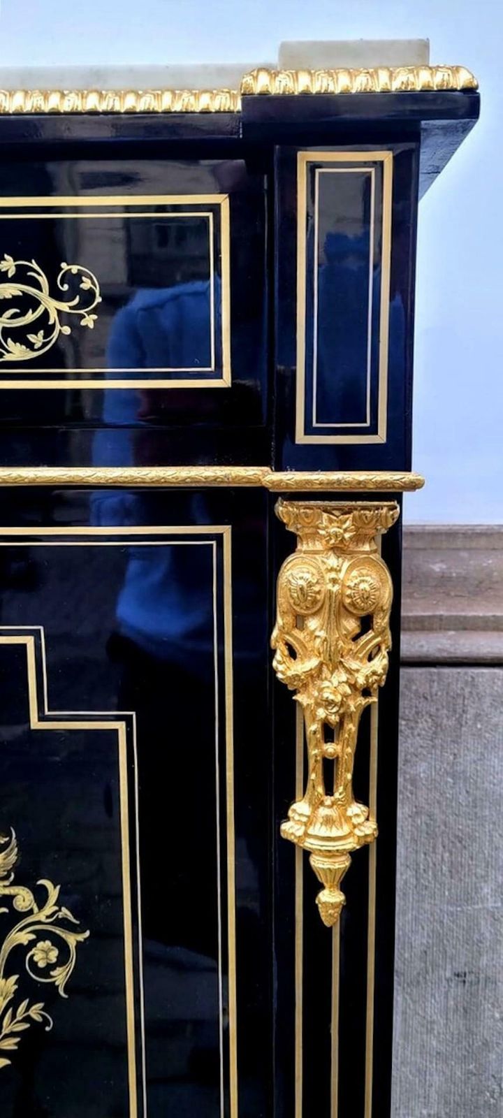 Napoleon III Secretary In Blackened Pear Wood   Brass Marquetry photo for sale