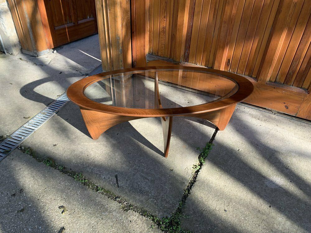Oval Teak Astro Coffee Table With Glass Top By Victor Wilkins For G Plan, 1960s photo Furniture