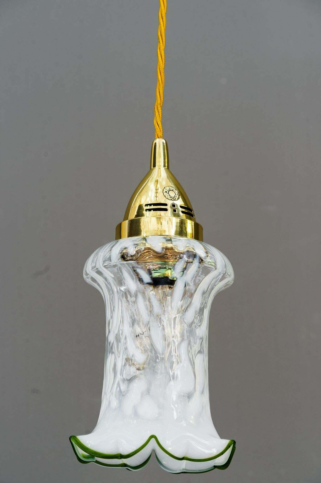 Art Deco Pendant Original Opaline Glass Shade Vienna Around 1920s photo vinterior